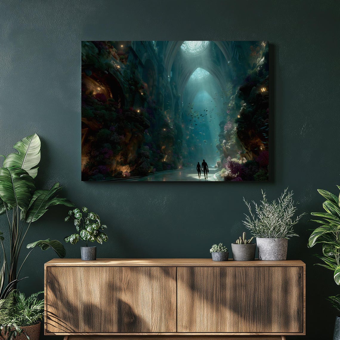 Underwater Cathedral Fantasy Sunken Gothic Ruins Mystery Poster