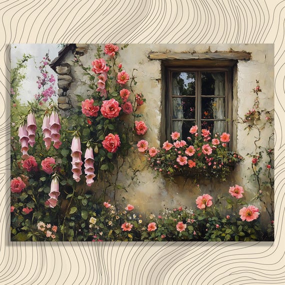 Charming Garden Flowers Canvas Wall Art Vintage Floral Print Rustic Country Decor Spring Blooms Botanical Gift For Gardeners