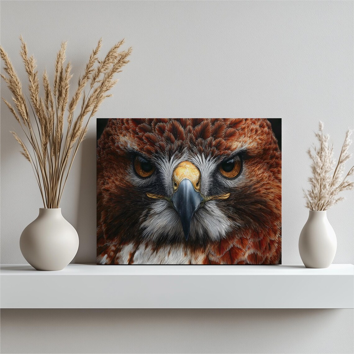 Red Tailed Hawk Face Close Up Hyperreal Wildlife Portrait Poster