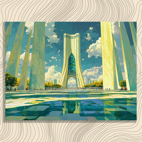 Modern Plaza Art Canvas Wall Architectural Reflection Print Urban Skyline Landscape Decor Gallery Futurism Cityscape