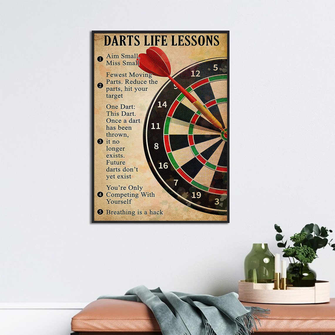 Darts Life Lessons Poster Aim Small Miss Small Bullseye Design - Image 3