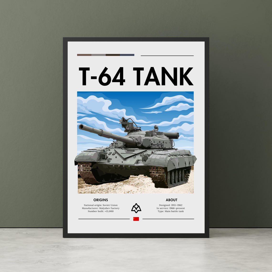 Soviet T-64 Main Battle Tank Spec Sheet Military History Poster