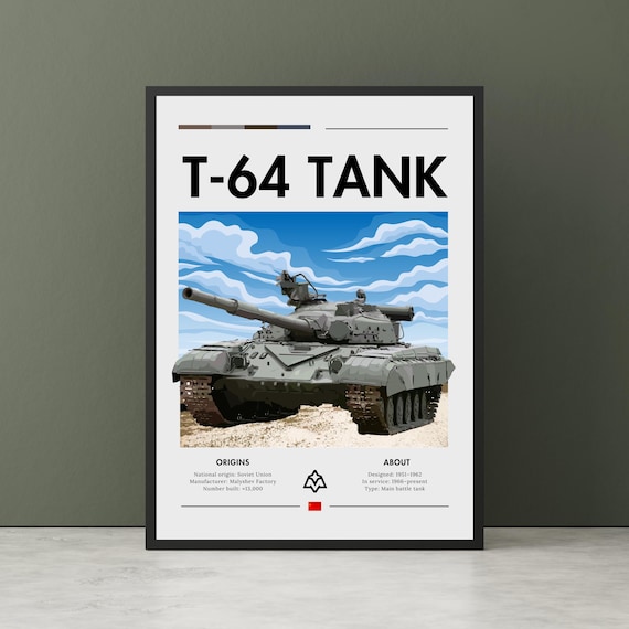 Soviet T-64 Main Battle Tank Spec Sheet Military History Poster