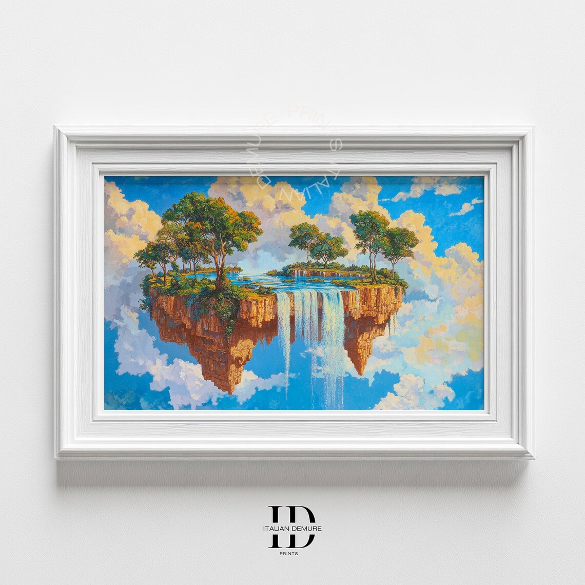 Floating Island Waterfall Surreal Sky Fantasy Art Piece Poster