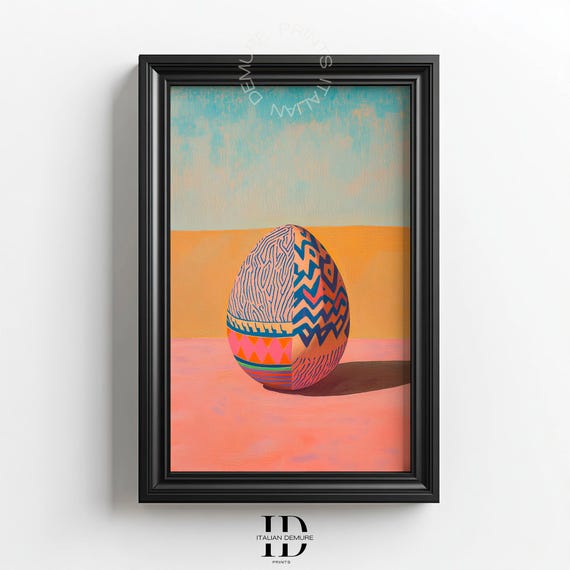 Modern Abstract Egg Print Colorful Geometric Wall Art Bold Patterned Painting Contemporary Decor Instant