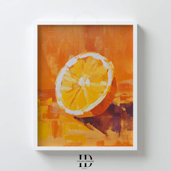 Orange Fruit Wall Art Vibrant Citrus Kitchen Abstract Modern Food Painting Colorful Decor