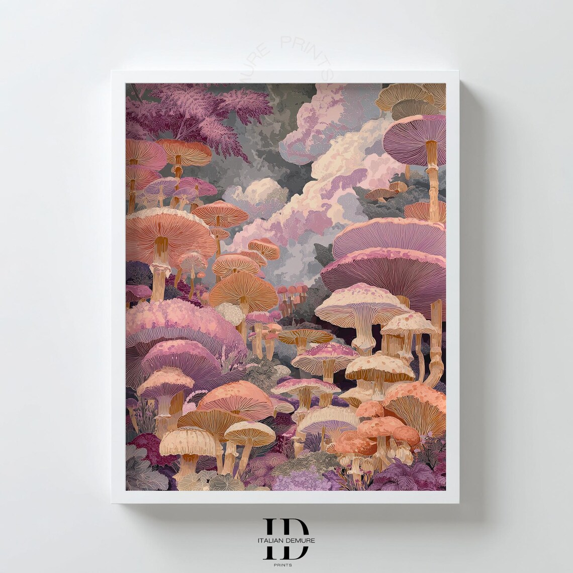 Colorful Mushroom Fantasy Fungi Forest, Boho Poster