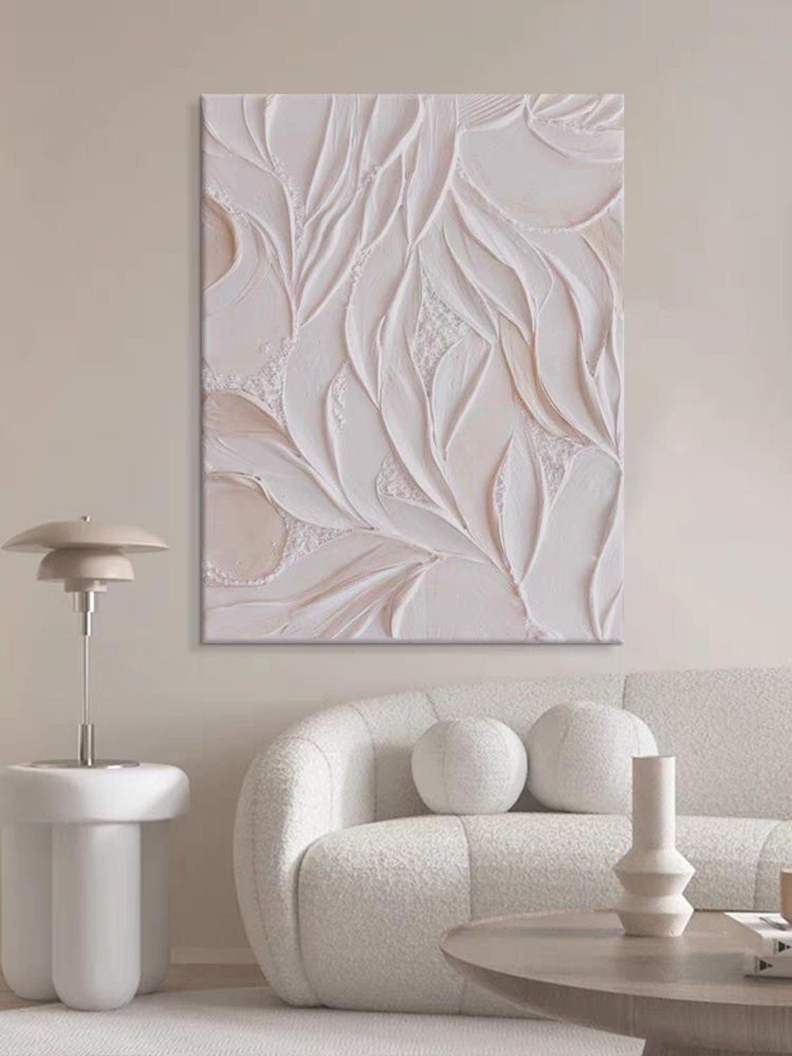 Pink Leaf Feather Shapes Abstract Modern 3D Texture Lovely Art Poster - Image 2