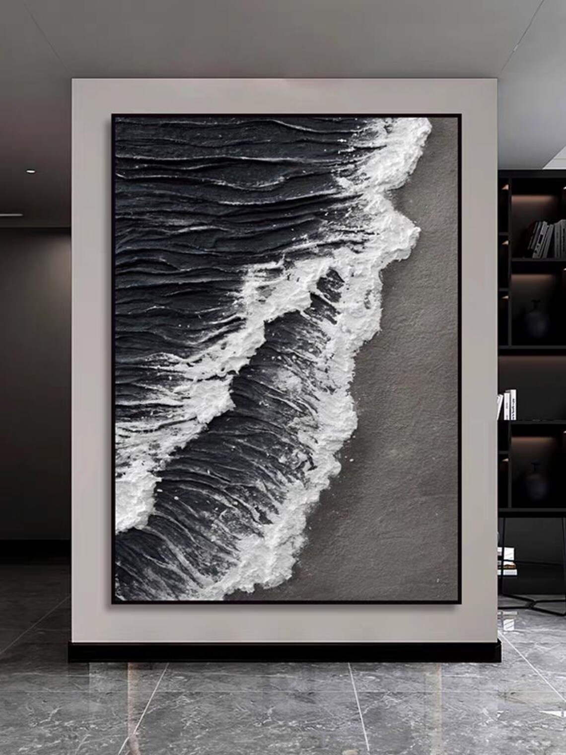 Ocean Waves Oil Painting, Abstract Vertical Art Print - Image 3