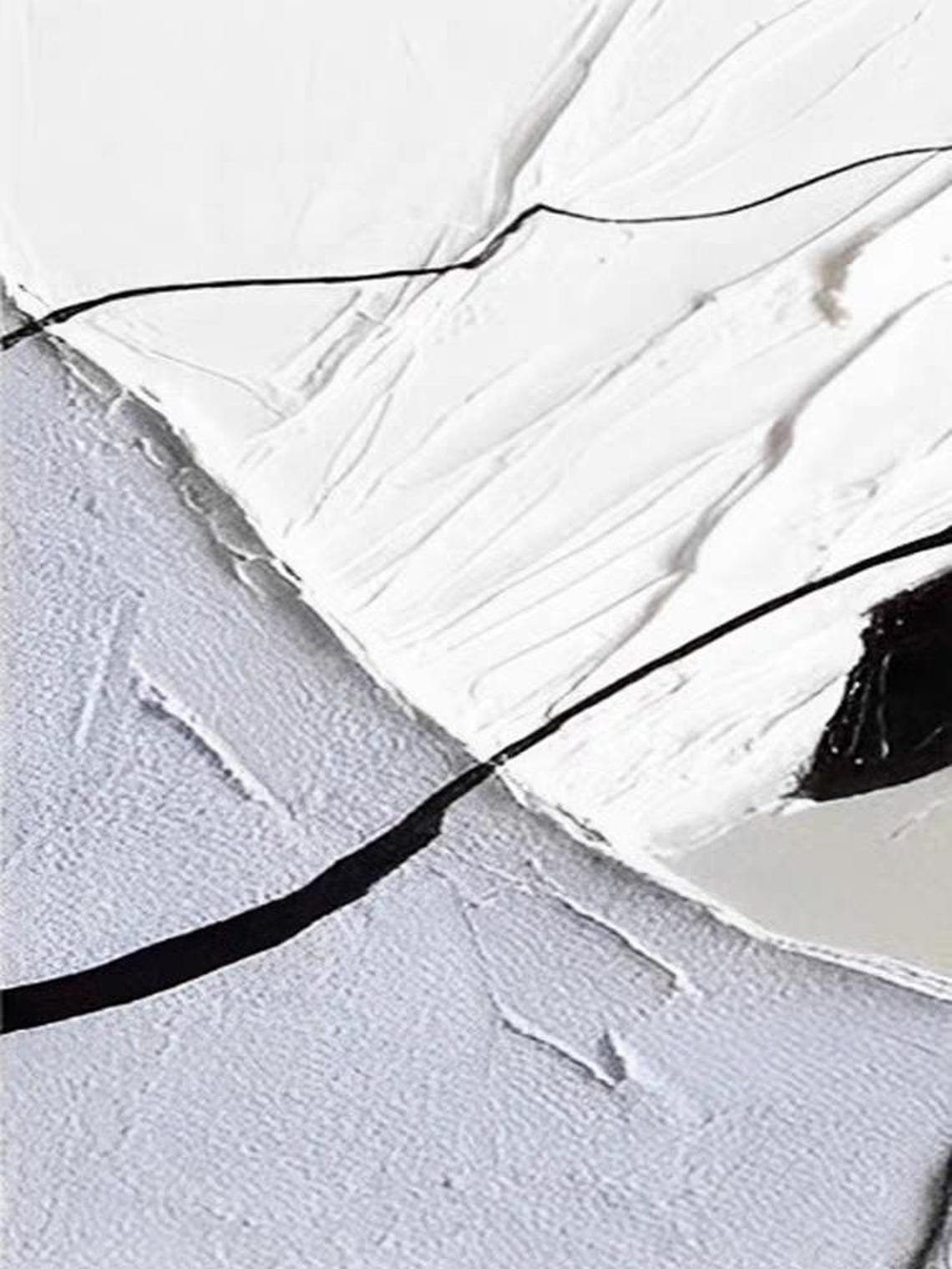 Sweeping White and Grey Brushstrokes with Black Line Abstract Poster - Image 3