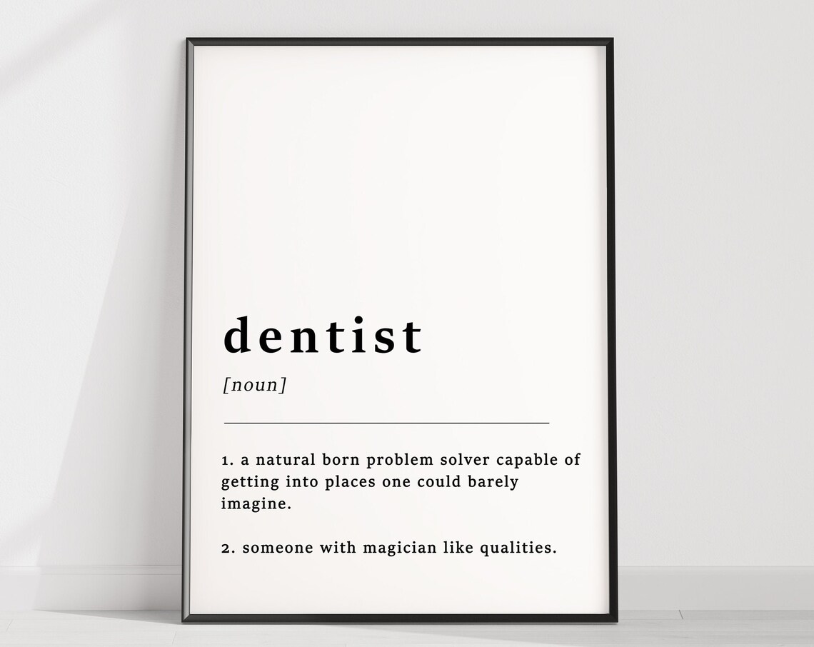 Funny Dentist Definition Quote Noun Meaning Dictionary Wall Art