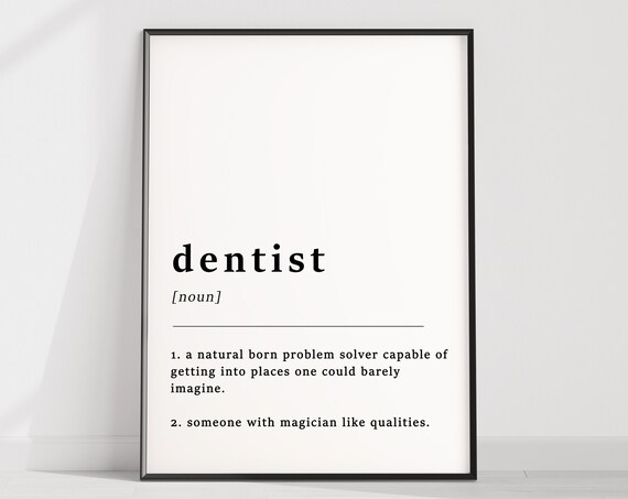 Funny Dentist Definition Quote Noun Meaning Dictionary Wall Art