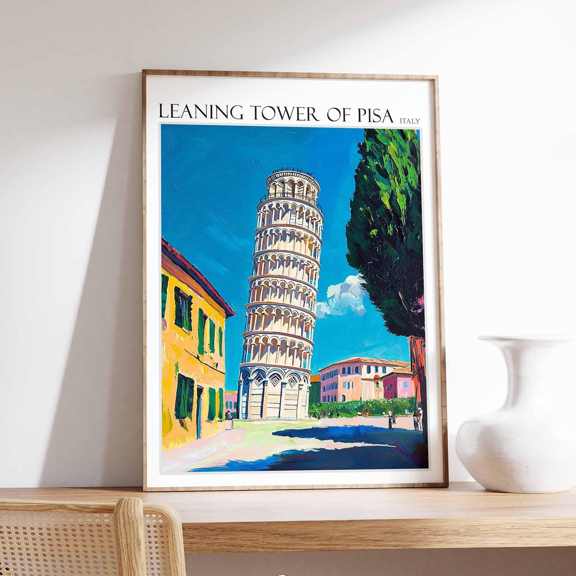 Leaning Tower Of Pisa Poster Leaning Tower Of Pisa Travel Print Italian Travel Poster Tropical Decor Travel Gift Coastal Decor