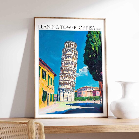 Leaning Tower Of Pisa Poster Leaning Tower Of Pisa Travel Print Italian Travel Poster Tropical Decor Travel Gift Coastal Decor