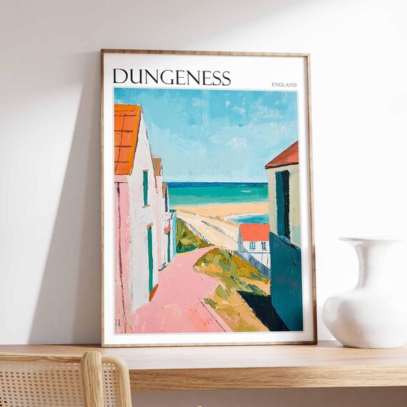 Dungeness England Pink Lane Between Pastel Seaside Cottages Poster
