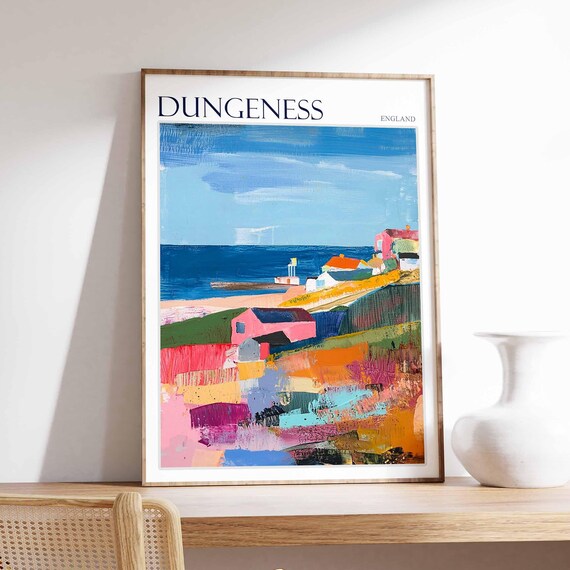 Dungeness England Lighthouse and Village Expressionist Poster