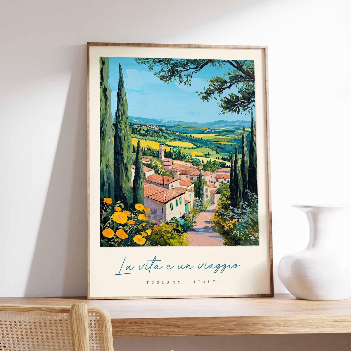 Tuscany Hilltop Village La Vita E Un Viaggio Valley Overlook Poster