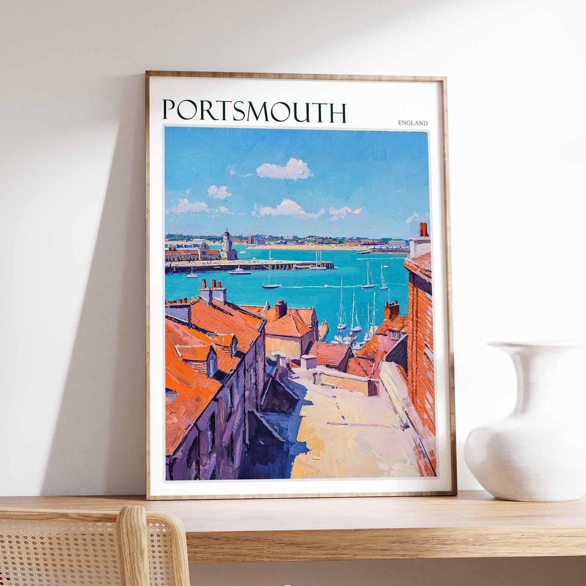 Portsmouth Poster Uk Travel Poster Coastal Wall Art British Decor Uk Home Decor Portsmouth Wall Art Portsmouth Travel Print Uk Print