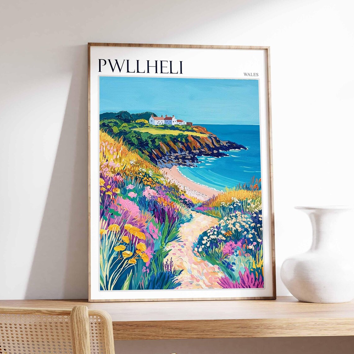 Pwllheli Wales Wildflower Coastal Path Beach Cottage Headland Poster