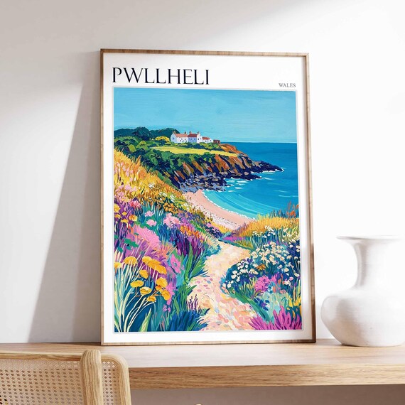 Pwllheli Wales Wildflower Coastal Path Beach Cottage Headland Poster