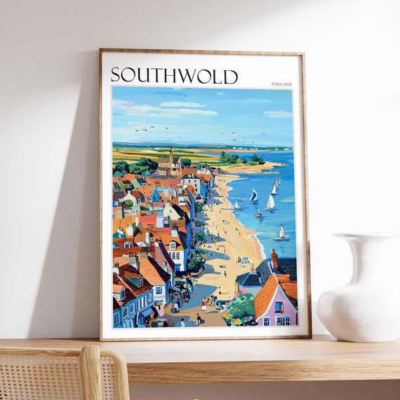Southwold Aerial Town Beach Sailing Boats Summer Poster England