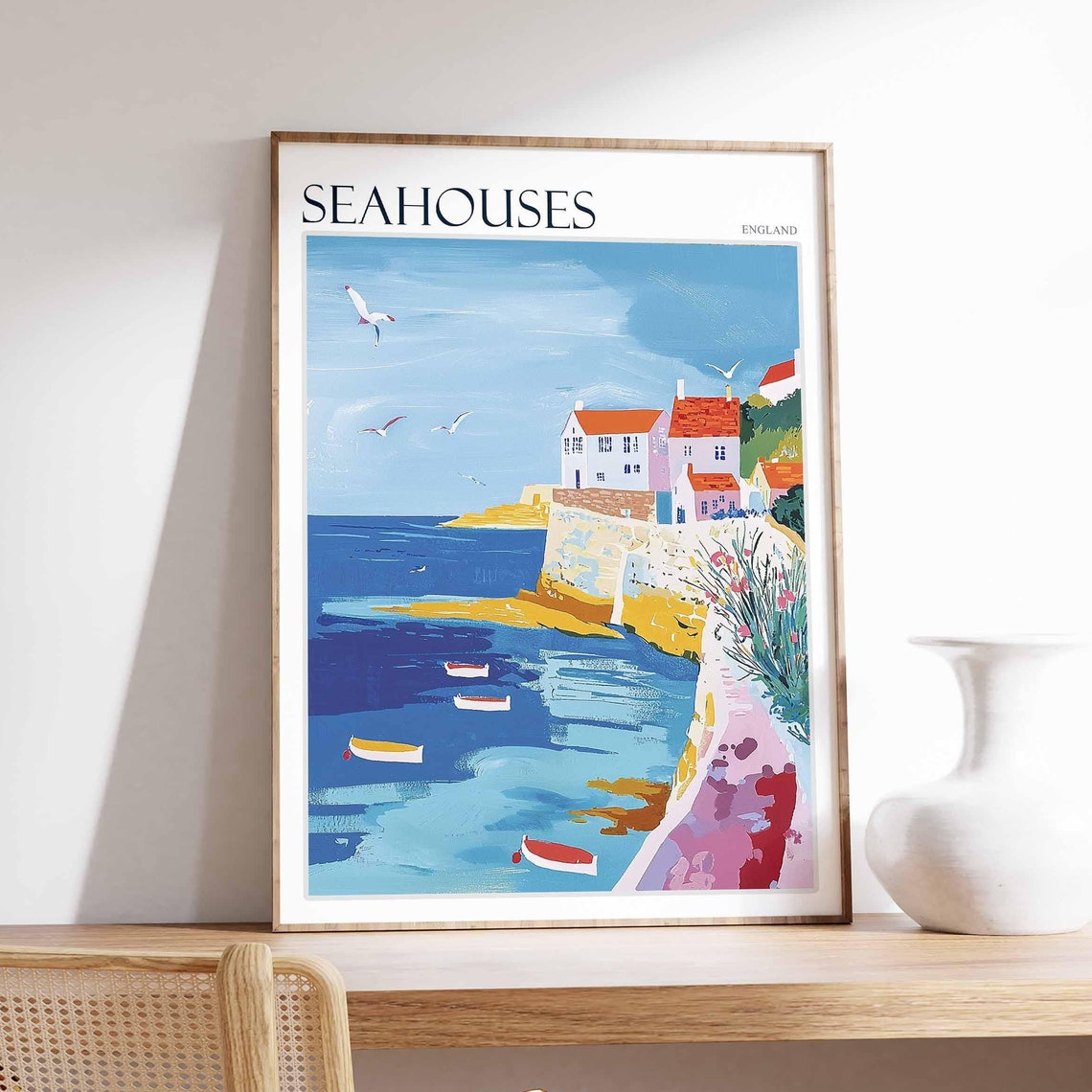 Seahouses Poster Northumberland Poster Coastal Poster Uk Travel Poster Uk Wall Art Seahouses Travel Print Seahouses Wall Decor