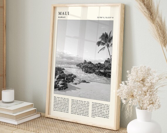 Maui Travel Poster Maui Travel Print Hawaii Travel Poster Vintage Travel Art Black And White Travel Print Travel Gift A1a2a3a4