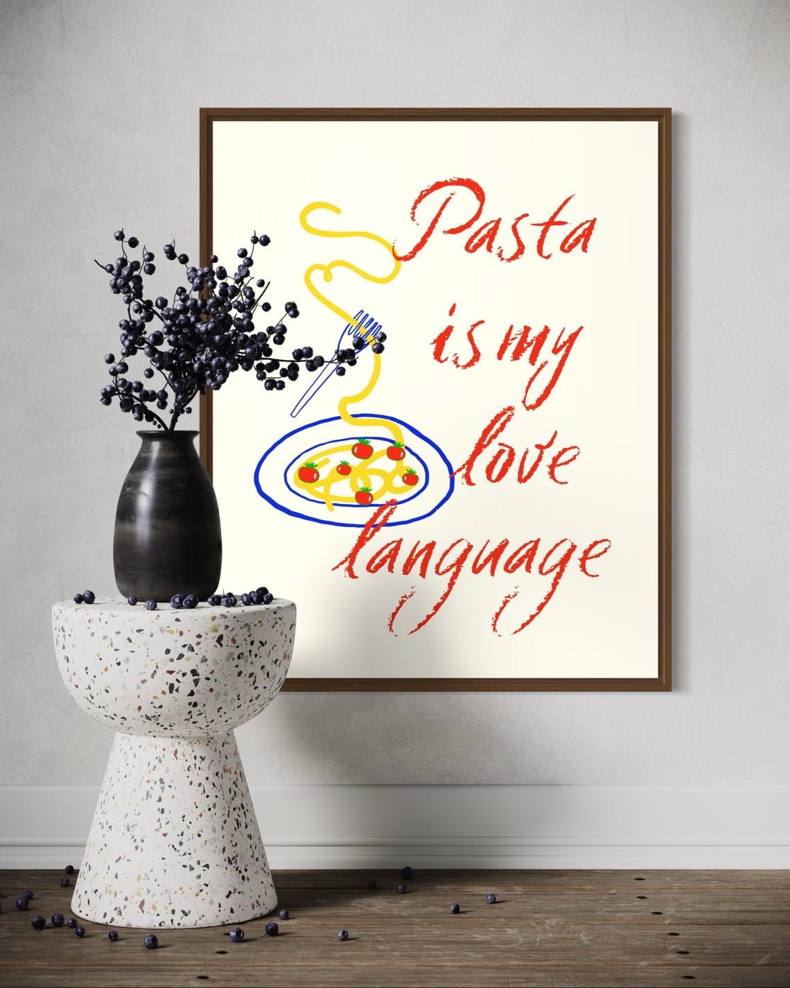 Pasta Is My Love Language Spaghetti Bowl Kitchen Quote Poster - Image 3