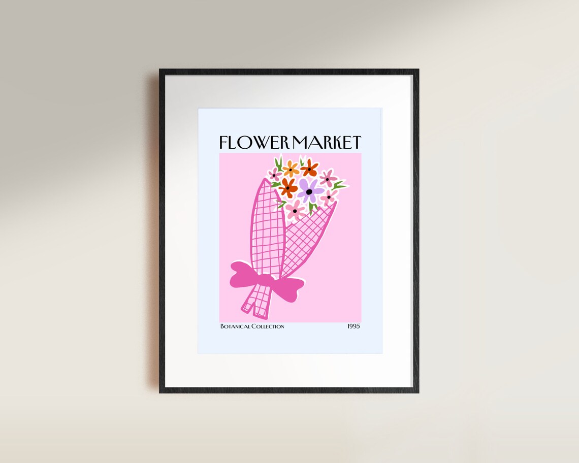 Flower Market Pink Wrapped Bouquet Botanical Collection Poster - Image 3