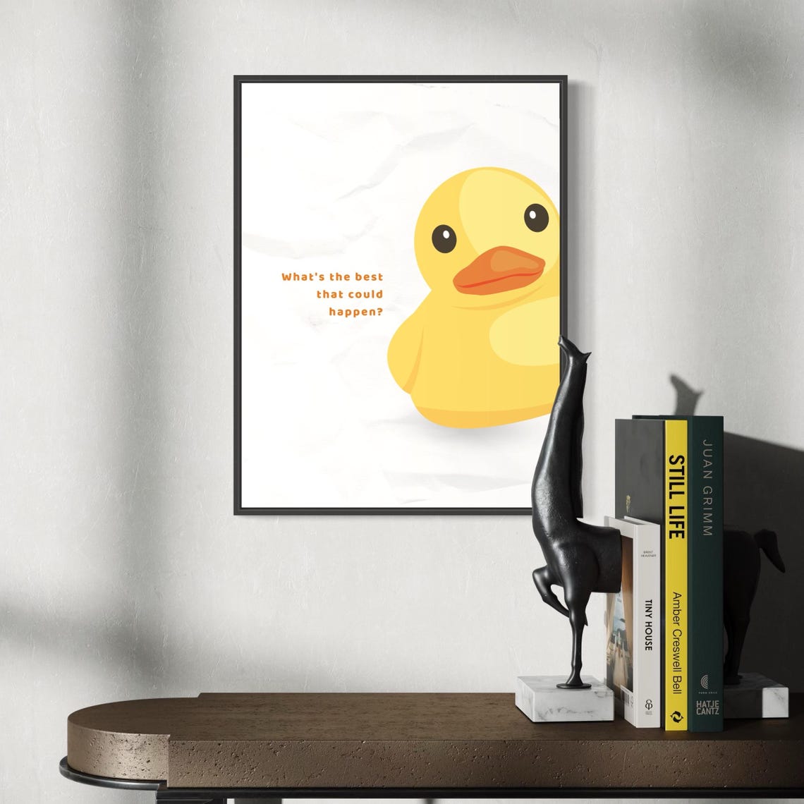 What Is the Best That Could Happen Big Yellow Duck Quote Poster - Image 4