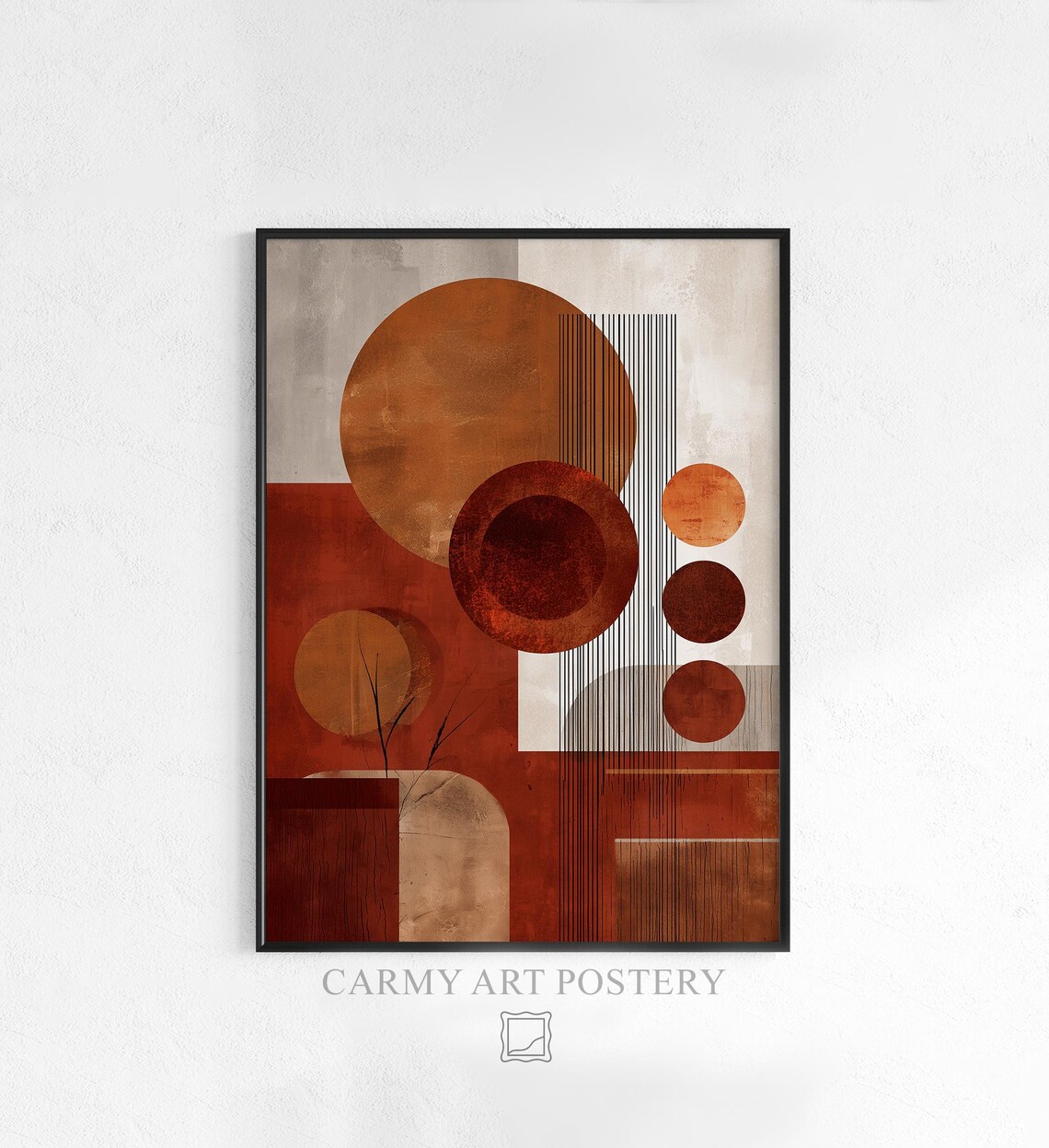 Abstract Geometric Art Print, Mid-Century Modern