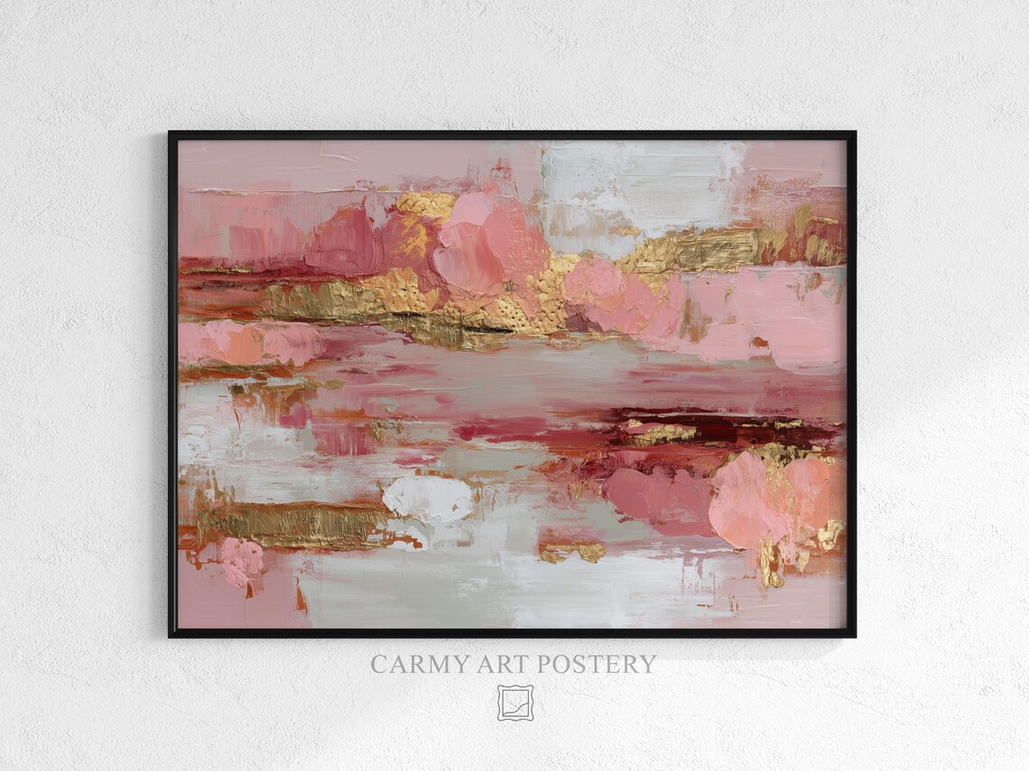 Abstract Warm Pink And Clay Painting, Glam Decor