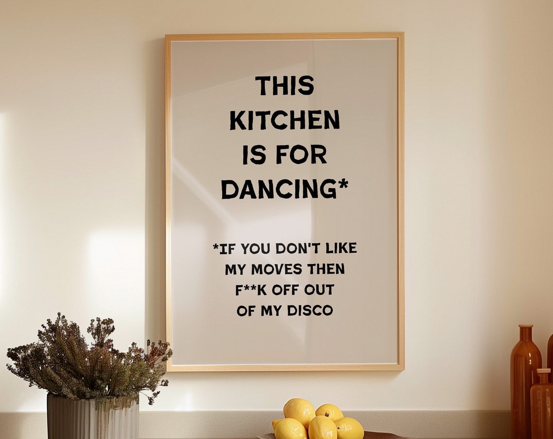 Funny Kitchen Decor Cute Cooking Art Kitchen Wall Art Print Minimalist Typography Print Black And White Chef Art Print