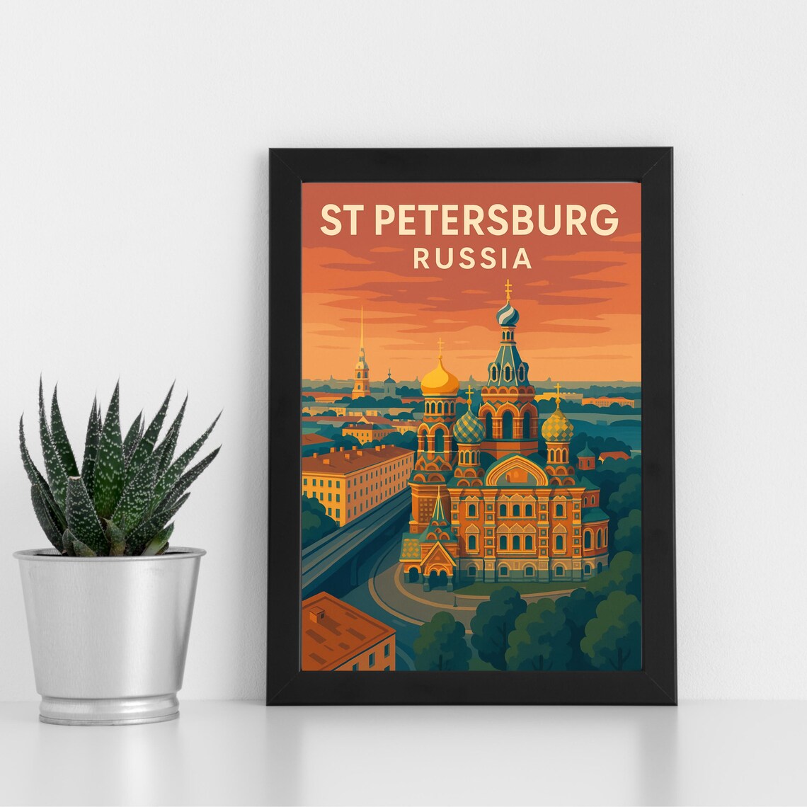 St Petersburg Russia Spilled Blood Cathedral Sunset Scene Poster