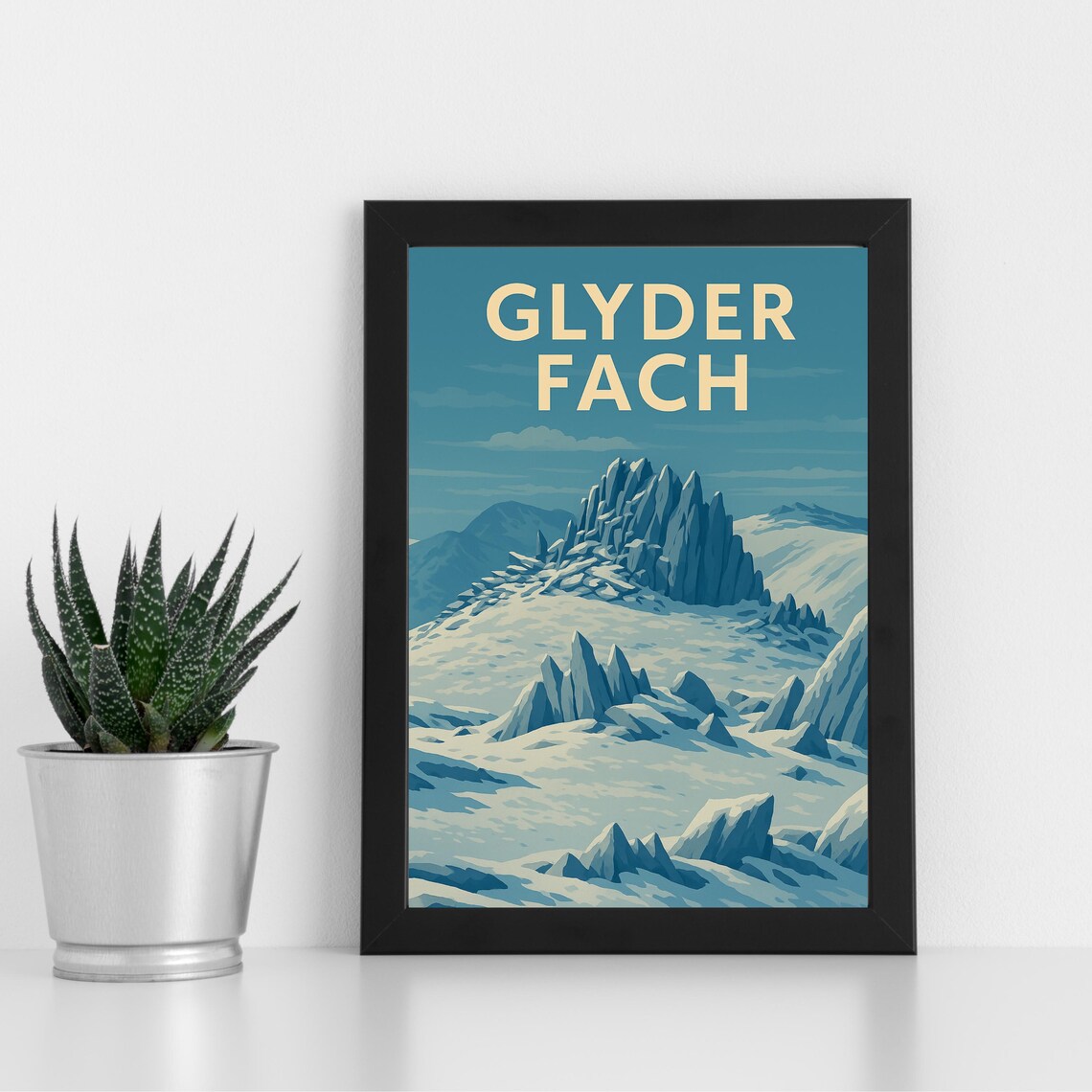 Glyder Fach Snowdonia Snowy Rocky Summit Vintage Travel Poster