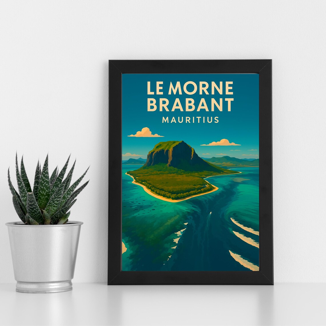 Le Morne Brabant Mauritius Turquoise Lagoon Island Travel Poster