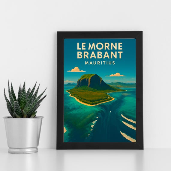 Le Morne Brabant Print Artwork L Mauritius Africa Custom Poster Postcard Framed Greeting Card Portrait