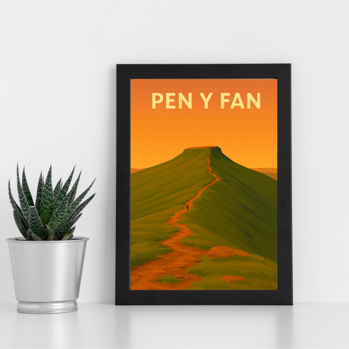 Pen Y Fan Sunset Ridge Path Lonely Golden Hour Travel Poster