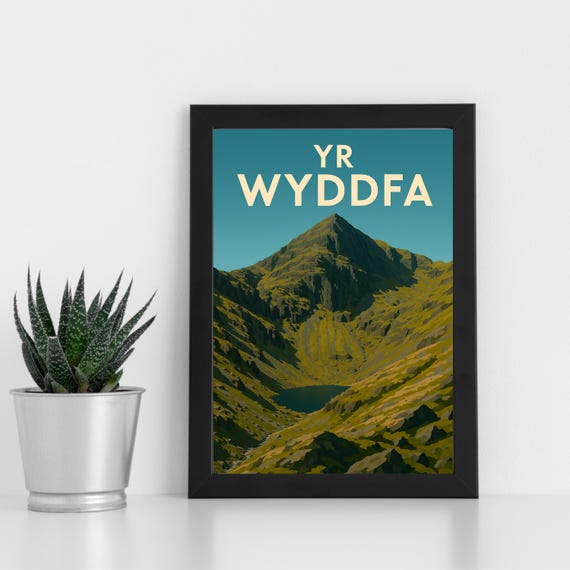 Yr Wyddfa Print Artwork L Eryri Snowdonia Mountain Custom Poster Postcard Framed Greeting Card Portrait