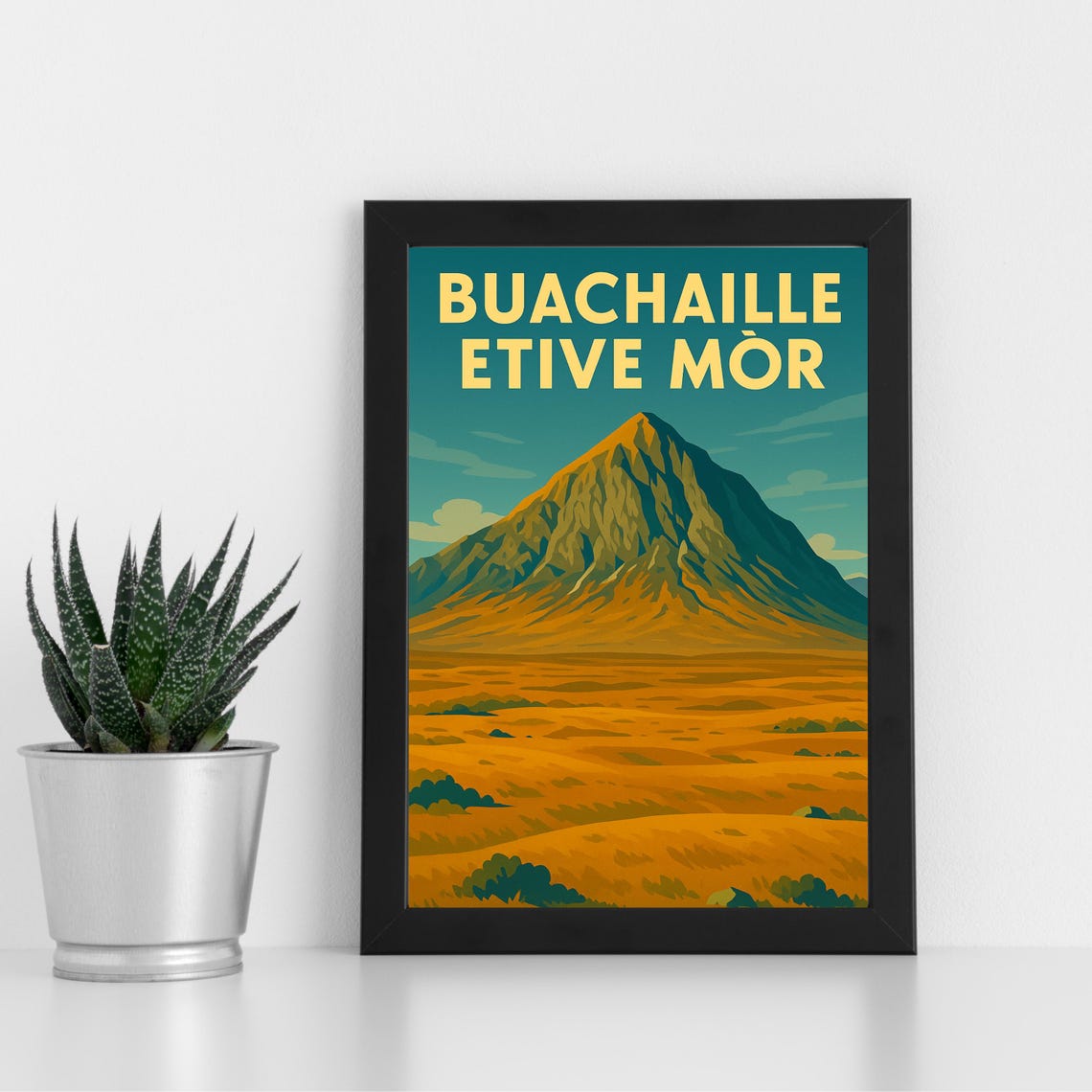 Buachaille Etive Mor Scottish Highlands Golden Hour Travel Poster