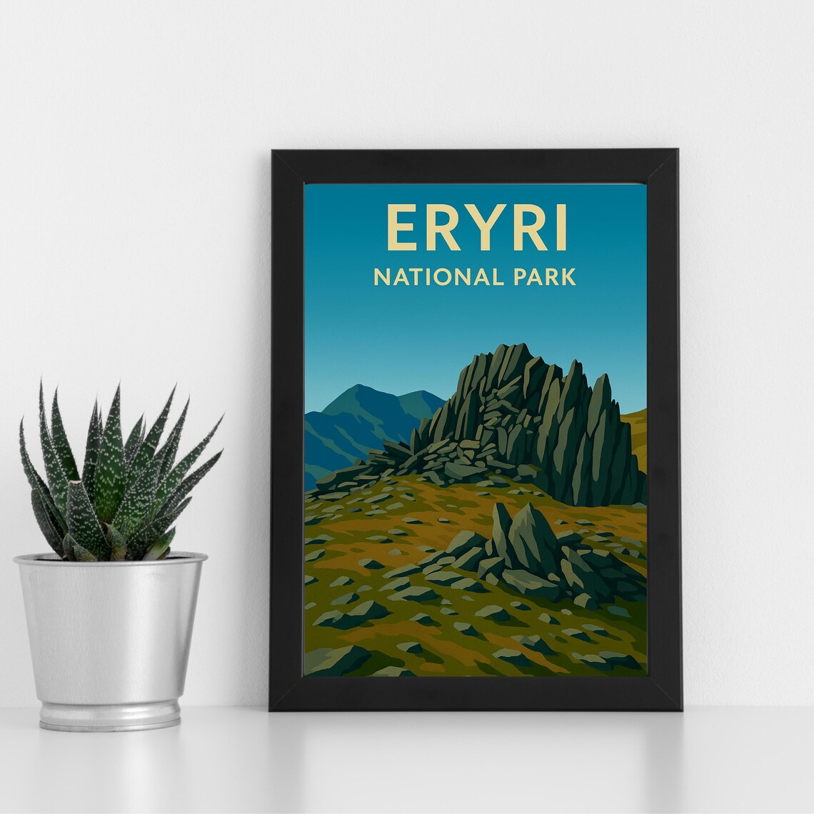 Eryri Snowdonia National Park Vintage Mountain Travel Poster