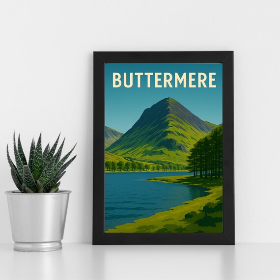 Buttermere Lake District Mountain Mirror Lake Vintage Travel Poster