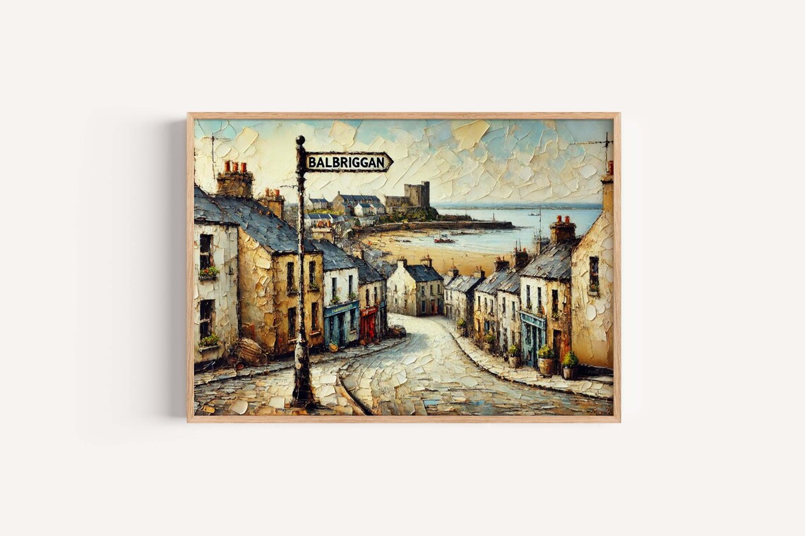 Balbriggan Ireland Harbor Town Coastal Street Painting Art Print