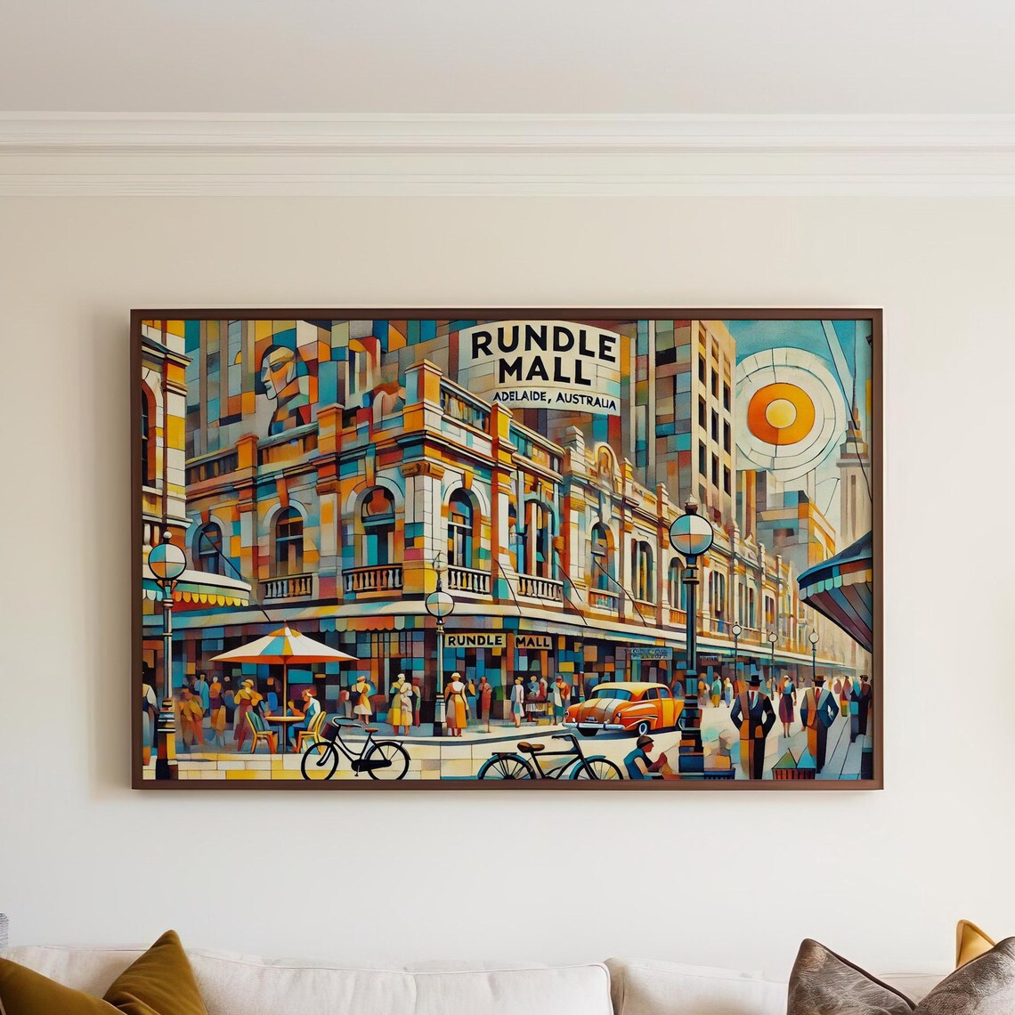 Rundle Mall Adelaide Australia Cubist Shopping Street Scene Poster