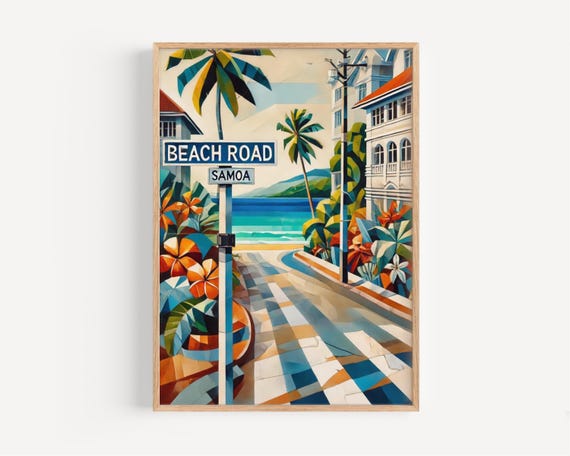 Samoa Beach Rd Wall Art Tropical Travel Print Samoan Gift Oceania Poster Souvenir Housewarming Decor