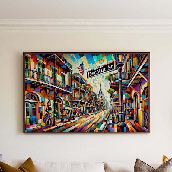 Decatur Street New Orleans Vibrant Mosaic French Quarter Poster