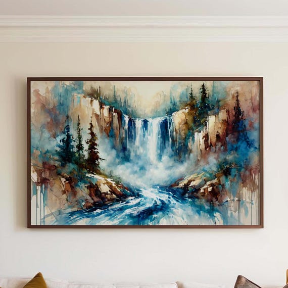 Nature Gift Waterfall Wall Art Serene Stream Print Decor Housewarming New Home Family Calming Landscape