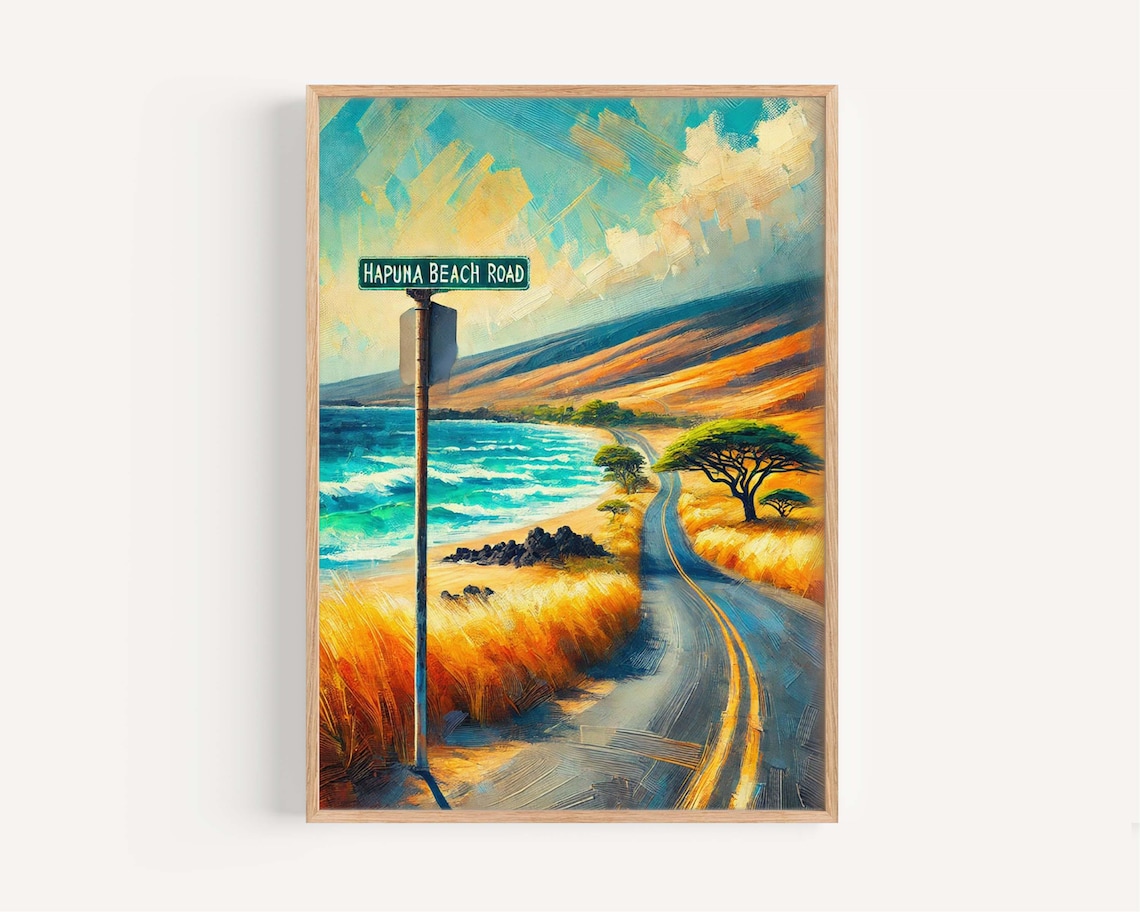 Hapuna Beach Road Hawaii Travel Poster Coastal Road To Turquoise Bay Art