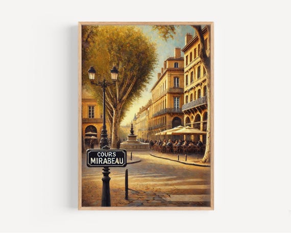 Cours Mirabeau Print Aixenprovence France Travel Poster