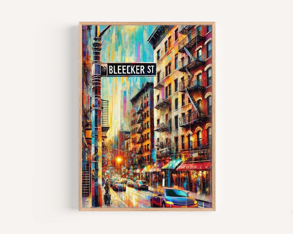 Bleecker Street New York Colorful Abstract Cityscape Art Print